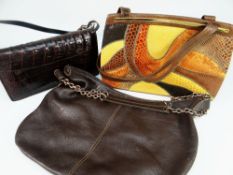 TWO 'CROCODILE' LEATHER HANDBAGS and a Sak shoulder bag