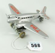 BABY DOUGLAS WIND-UP TOY AEROPLANE in original box with winder, label marked No. 75