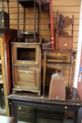 A PARCEL OF FURNITURE including chest of two long and two short drawers, cased sewing machine,