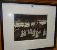 A B limited edition (3/25) etching - humorously titled scene of ladies dancing around a maypole