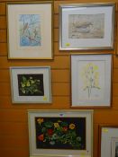 GROUP OF FOUR FRAMED NATURE WATERCOLOURS including two by John Sheppard and two botanical studies (