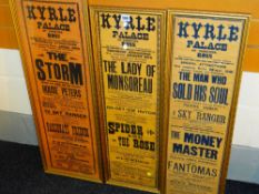 THREE FRAMED VINTAGE PICTURE HOUSE BILLS for the Kyrle Palace in Ross (Ross-on-Wye), largest 92cms