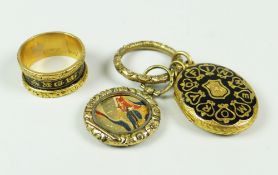 18 CARAT GOLD AND ENAMEL MOURNING RING engraved to the inside Benge Cooper died May 9 1870, together