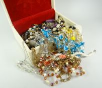 JEWELLERY BOX OF ASSORTED COSTUME JEWELLERY, dress jewellery, beads, necklaces, pearls, ETC