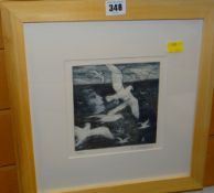 ANNIE GILES HOBBS limited edition (6/30) etching - seagulls in flight, signed, 17 x 17cms (mounted