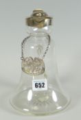 EDWARD VII SILVER AND GLASS DECANTER, BIRMINGHAM 1907, having decanter label engraved 'Claret'