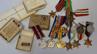 MEDALS COMPRISING FIRST AND SECOND WORLD WAR engraved to Corporal R Morris and John G Davies along