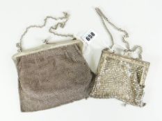 SILVER LADIES MESH PURSE AND ANOTHER marked 'Alpaca Silver' (2)