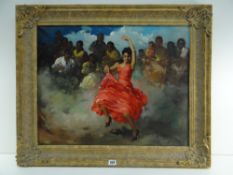 BELIEVED FRANCISCO RODRIGUEZ SAN CLEMENT (SPANISH, 1861 - 1956) oil on canvas - lady Flamenco dance