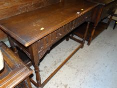 REPRODUCTION LINEN-FOLD OAK BUFFET SIDEBOARD