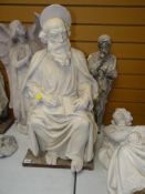 VICTORIAN PLASTER MAQUETTE OF A SEATED APOSTLE WRITING, on a wooden base, 72cms high Provenance: