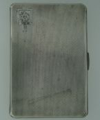 MACHINE-TURNED SILVER CIGARETTE CASE with dedication to the interior, Birmingham hallmark, 6oz