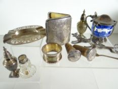 PARCEL OF SILVER & OTHER COLLECTABLES including curved floral engraved silver cigarette case with