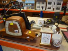 RETRO MANTEL CLOCK, together with carriage clock, sundry items of pottery ETC