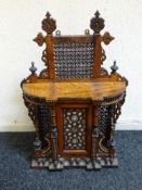 COLONIAL INDIA DECORATIVE MINIATURE SIDEBOARD carved and with mother of pearl and bone inlay,