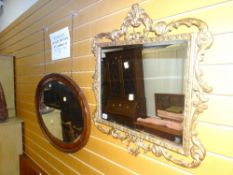 TWO SUNDRY MIRRORS gilt Rococo style and vintage oak framed