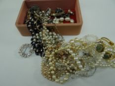 PINK JEWELLERY BOX & CONTENTS including necklaces and beads ETC