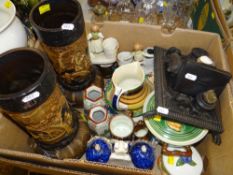 PAIR OF BRETBY POTTER ONION SHAPED VASES, copper lustre Staffordshire pottery ETC