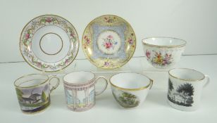 PARCEL OF PORCELAIN FROM PART-SETS including believed Swansea saucer, Suzie Cooper coffee can,