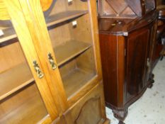 REPRODUCTION GLAZED BOOKCASE together with antique washstand and a polished cabinet