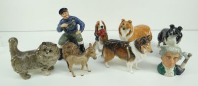 VARIOUS ROYAL DOULTON / BESWICK ORNAMENTS including Beswick sheepdog, Royal Doulton 'The Lobster