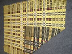 BLACK & MUSTARD GEOMETRIC PATTERNED WELSH WOOLEN BLANKET, 213 x 176cms