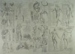 EDWARD ROOKER eighteenth century engraving - anatomical figures including écorché figures, details