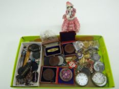SHOEBOX LID CONTAINING COLLECTABLES including Royal Doulton figurines 'Masie' HN1619, enamel and