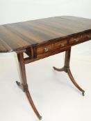 REGENCY COROMANDEL WOOD SOFA TABLE having two frieze drawers and two opposing dummy drawers, twin