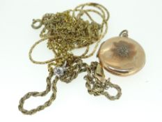 PARCEL OF GOLD FINE NECKLACES & 9CT YELLOW GOLD LOCKET, 18.6gms gross