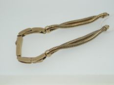20TH CENTURY 9CT GOLD LADIES WATCH bracelet of textured pipe form, 8.3gms
