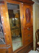 VINTAGE CARVED MAHOGANY WARDROBE / CHEST OF DRAWERS COMBINATION, 220cms high x 116cms wide