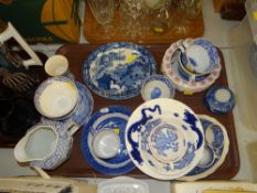 PARCEL OF MIXED POTTERY & CHINA including 19th Century blue and white Chinoiserie oval dish