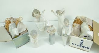 COLLECTION OF EIGHT BOXED LLADRO FIGURES in early boxes with titles and straw packaging, various