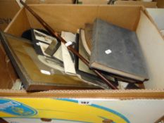 VINTAGE FAN SHAPED PHOTOGRAPH ALBUM, small swagger stick, vintage military photographs, two civil