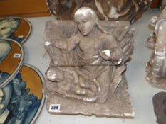 VICTORIAN PLASTER MAQUETTE OF THE VIRGIN & CHILD IN HIS CRIB, 32cms high Provenance:PLEASE SEE