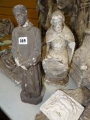 TWO VICTORIAN PLASTER MAQUETTE FIGURES, a seated scholar and a standing monk Provenance:PLEASE SEE