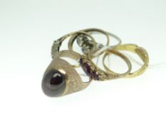 GROUP OF SIX SUNDRY RINGS, 18.6gms gross (five hallmarked for gold)