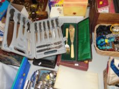 PARCEL OF CASED CUTLERY including modern carving set ETC