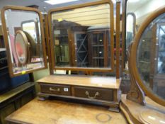 TRIPLE GLASS VANITY MIRROR having two drawers, retailed by Morgan & Co, Cardiff, together with a