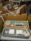 TWO VINTAGE WOODEN POND YACHTS together with boxed Penguin Super Scale Model 'Avon' cruiser, and