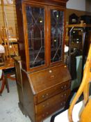 VINTAGE INLAID MAHOGANY BUREAU BOOKCASE