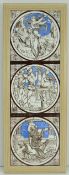 JOHN MOYR SMITH FOR MINTON set of three nineteenth century framed earthenware tile panels from