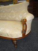 FINE QUALITY 19TH CENTURY INLAID WALNUT & MIXED WOOD SOFA having a scroll back and on carved and
