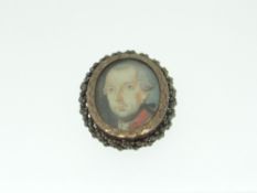 MINIATURE PORTRAIT OF 'GENERAL ERNST GIDEON VON LAUDON' in military uniform within a yellow and