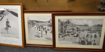 TWO FRAMED REPRODUCTION PHOTOGRAPHS OF THE FRENCH RIVIERA & ANOTHER