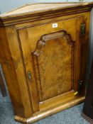 REPRODUCTION BURR WOOD HANGING BLIND CORNER CUPBOARD