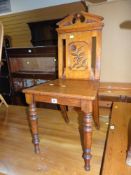 ANTIQUE MAHOGANY CARVED HALL CHAIR