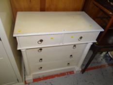 VINTAGE WHITE PAINTED CHEST, three long, two short drawers, 96cms high x 95cms wide