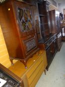 CARVED MIRROR BACK EDWARDIAN MUSIC STAND together with a mid-century radiogram